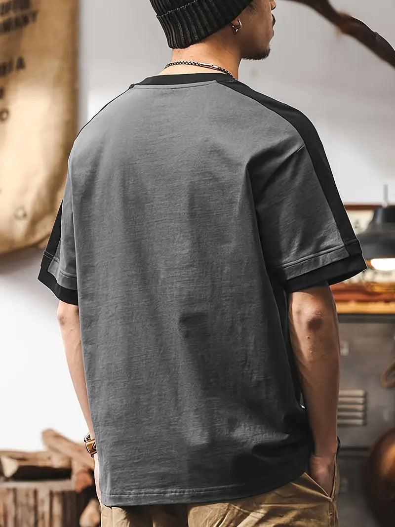 Men's Crewneck T-Shirt with Shoulder Stripes