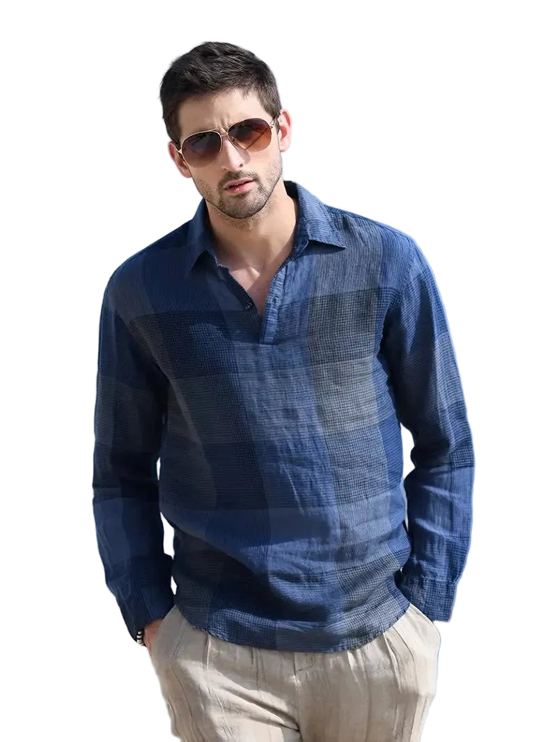 Men's Checkered Long-Sleeve Shirt