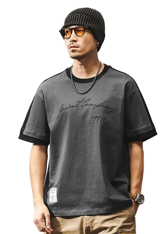 Men's Crewneck T-Shirt with Shoulder Stripes