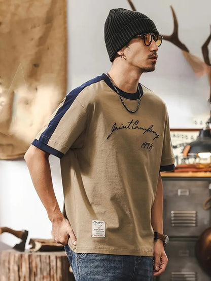 Men's Crewneck T-Shirt with Shoulder Stripes