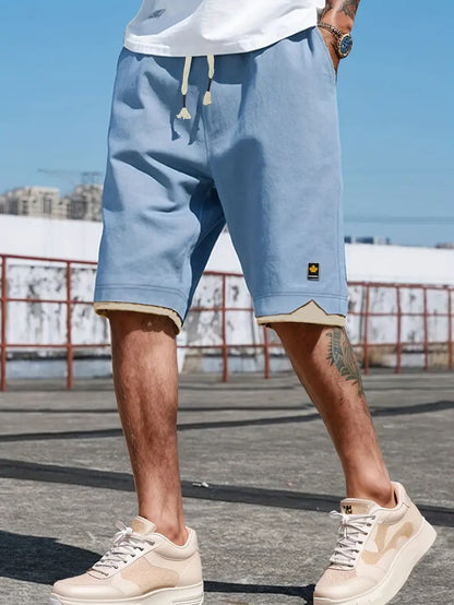 Men's Drawstring Shorts with Layered Hem