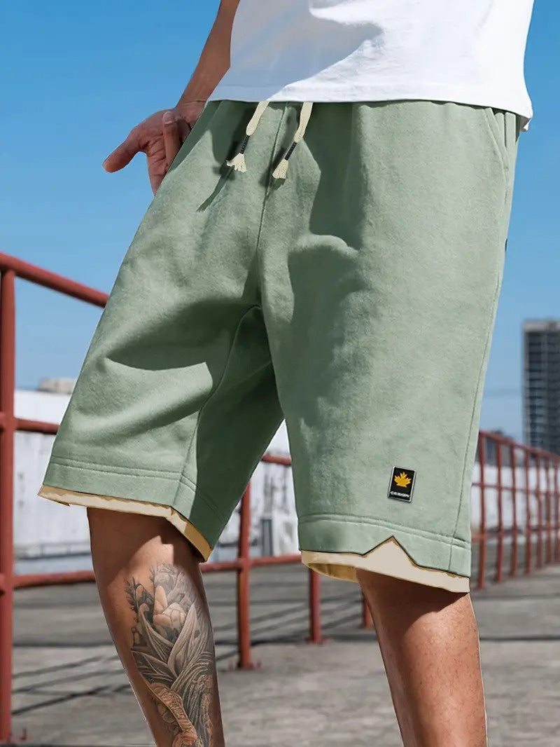 Men's Drawstring Shorts with Layered Hem
