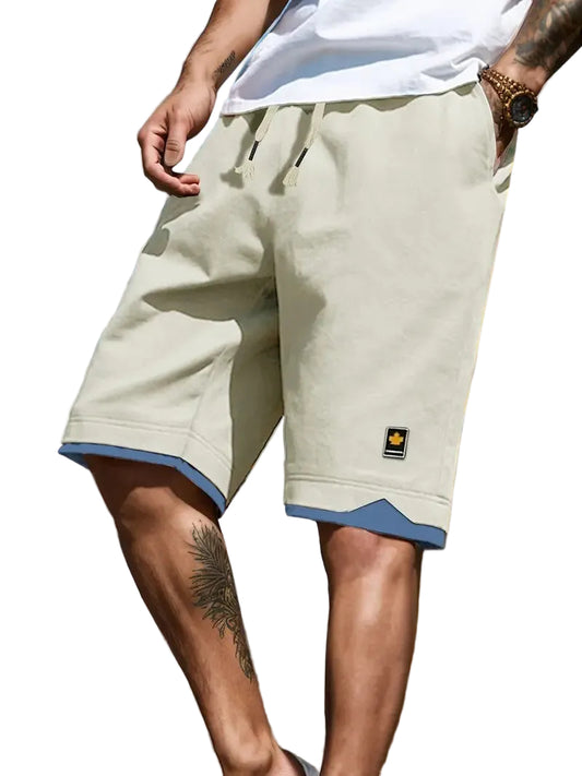 Men's Drawstring Shorts with Layered Hem