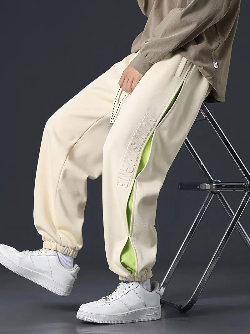 Men's Tapered Sweatpants with Side Lettering Panels